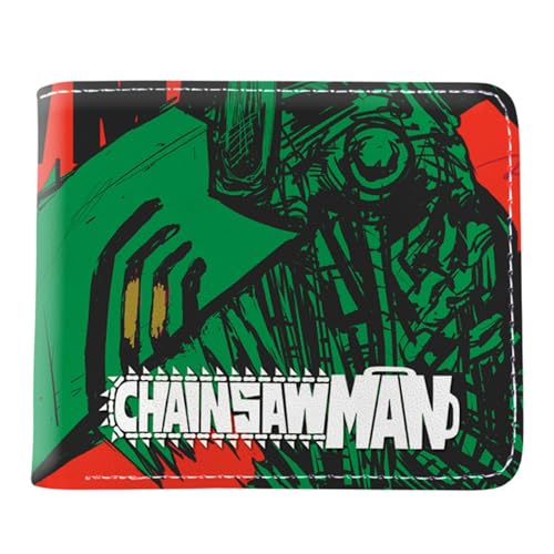 RYNDEX Chains-aw Man Brieftasche Anime, Cartoon-Münztasche Kleine Geldbörse, PU Leder Münzbörse Wallet mit Sichtfenster(Color:Multicolor 13)