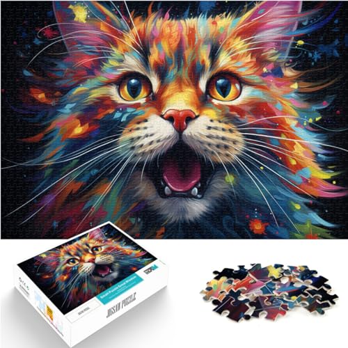 Puzzle Fantasiefarbene Katze, 1000-teiliges Puzzle für Erwachsene, jedes Teil ist einzigartig – anspruchsvolles, unterhaltsames Spiel für die ganze Familie, 1000 Teile (50 x 75 cm)