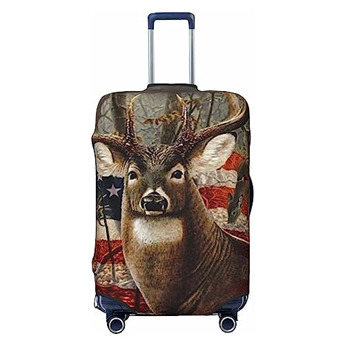 Miniks Reisegepäckhülle mit Hirsch-Motiv, strapazierfähig, passend für 45,7 - 81,3 cm große Gepäckstücke, Größe XL, Schwarz, X-Large