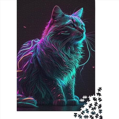 Puzzle für Erwachsene, 1000 Teile, süßes Katzen-Puzzle für Erwachsene, Holzpuzzle, Lernspielzeug, Größe: 75 x 50 cm