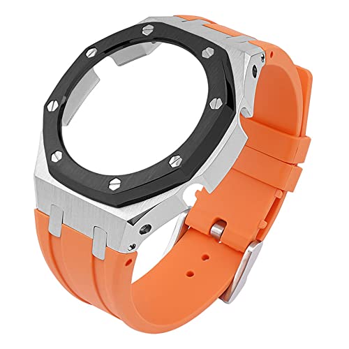 IOTUP 3. Generation, Gummiarmband, Edelstahl-Lünette für GA-2100 GA-2110 Uhrenarmband GA2100, Metall-Refit-Gehäuseadapter, Einheitsgröße, Achat