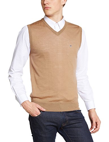 Merc of London Herren Pullunder, Uni, Gr. Small, beige-beige