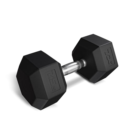 TREX SPORT Hexagon Hanteln | gummierte Kurzhanteln 2,5kg-20kg mit verchromten Griff | Hanteln Dumbbells (1x7,5kg)