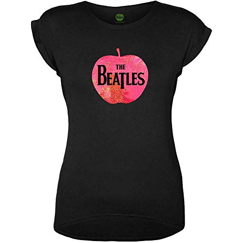 The Beatles Damen Apple (Foiled Application) T-Shirt, Schwarz (Black Black), 42 (Herstellergröße: XX-Large)