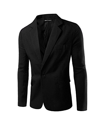 Herren Sakko Blazer Slim Fit Business Lässig EIN Knopf Jacke Blazer Sakko Schwarz S