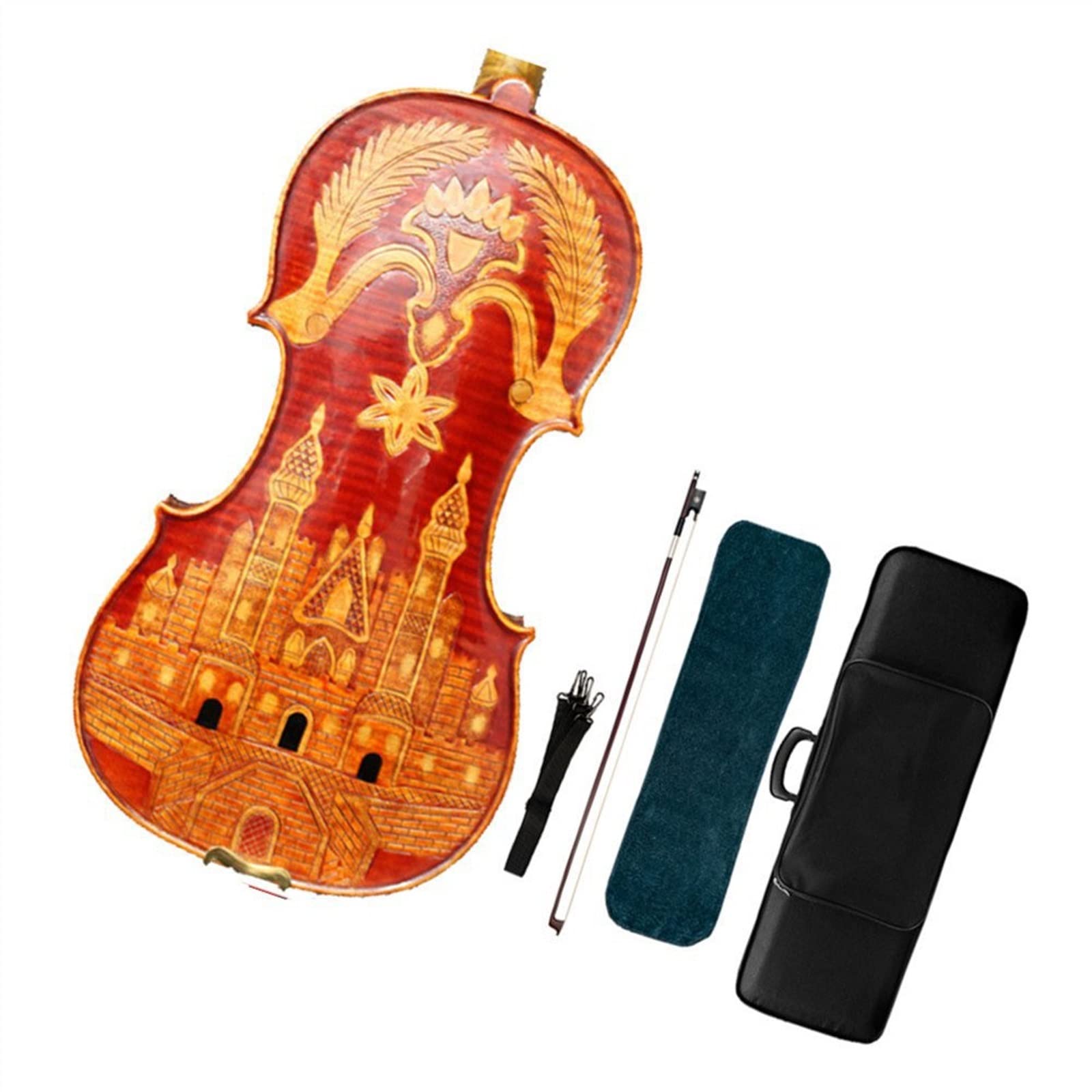 Violine Anfänger 4/4 geschnitzte 4/4 Violine Fichtendecke Ebenholz Hervorragende handgeschnitzte 4/4 Violine Konzertgeige SET