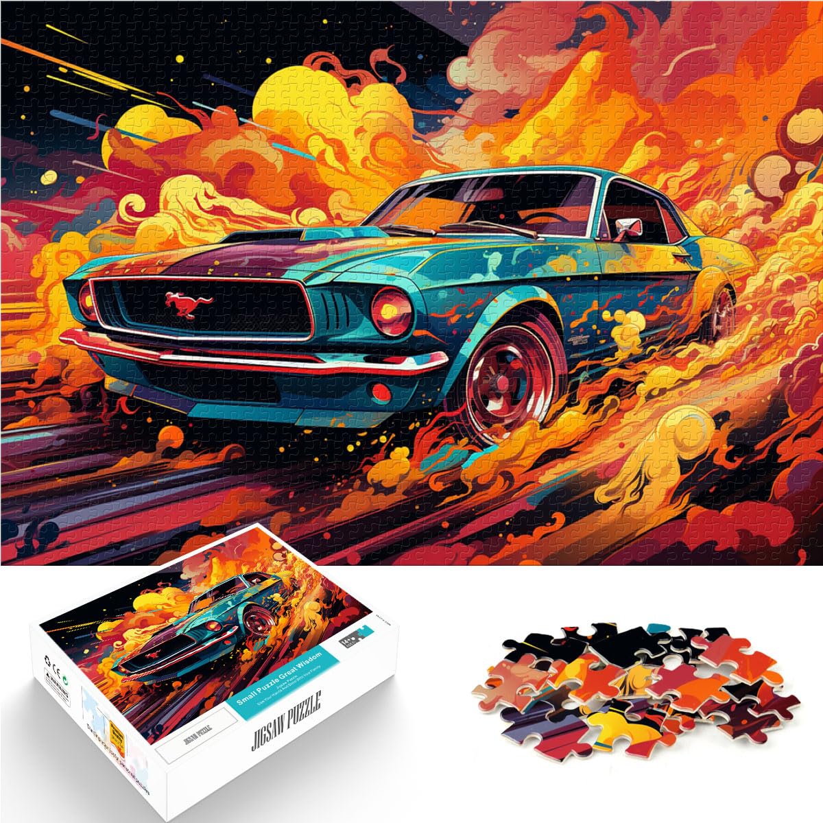 Puzzle, Geschenke, Spielzeug, buntes psychedelisches Auto, 1000 Teile, Puzzle für Erwachsene, anspruchsvolles, unterhaltsames Familienspiel, 1000 Teile (50 x 75 cm)