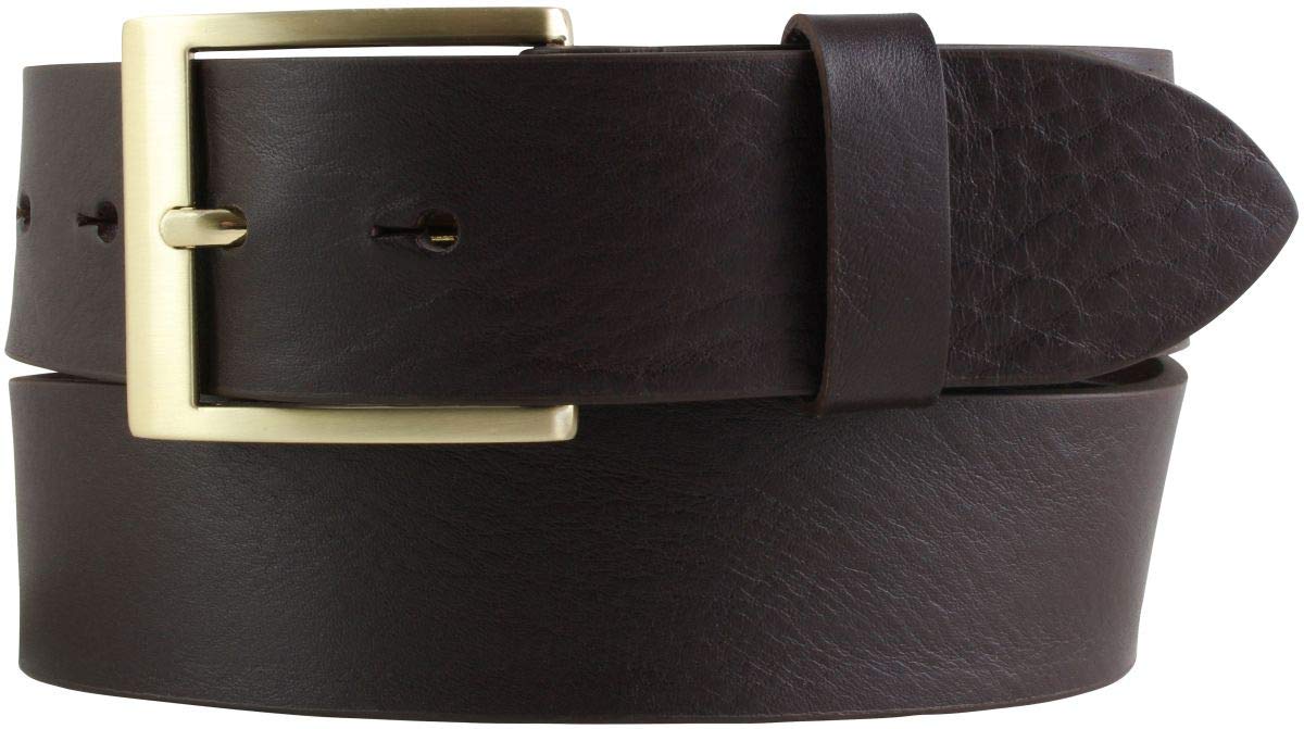 BELTINGER Gürtel mit goldener Gürtelschnalle aus Vollrindleder | Hochwertiger Jeans-Gürtel 40mm | Herren-Gürtel made in Italy | Braun 95cm