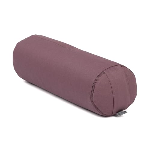 Bodhi Yoga Mini Bolster ECO | Ø 14 cm | 100% Bio-Baumwolle | Nackenrolle mit Buchweizenschalen | Yogabolster mit abnehmbarem und waschbarem Bezug | Yogarolle für Meditation | Dusty Purple