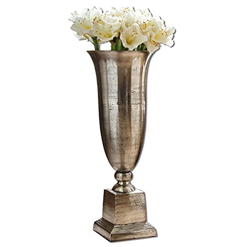 LOBERON® Bodenvase Belfort, Aluminiumguss, H/Ø ca. 87/31 cm, antiksilber