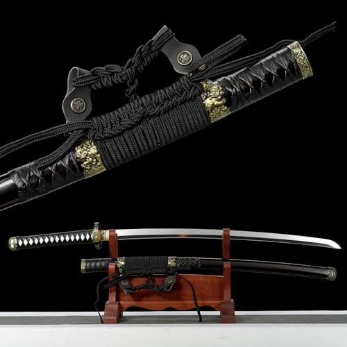 LQSLFsword 104cm Katana，Tachi，Samuraischwert，Sharp，Katana Schwert scharf， Handgeschmiedeter Federstahl Spiegelschleifen