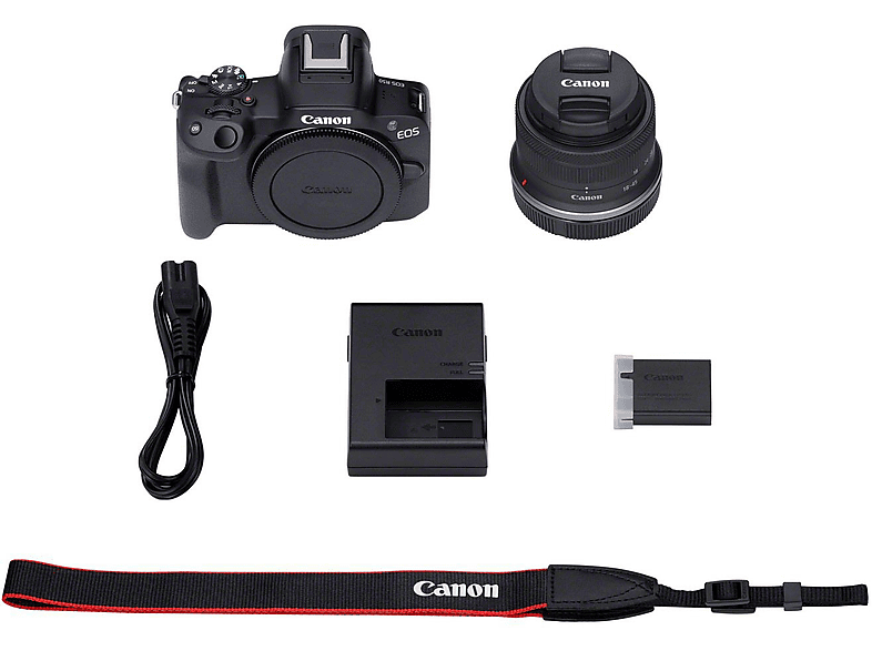 CANON EOS R50 Kit Spiegellose Systemkameras mit Objektiv 18-45 mm , 7,5 cm Display, WLAN
