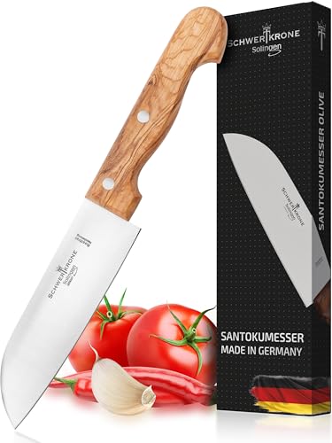 Schwertkrone Santoku Santokumesser Fleischmesser Olivenholzgriff Allzweckmesser Universalmesser (5" Santoku)