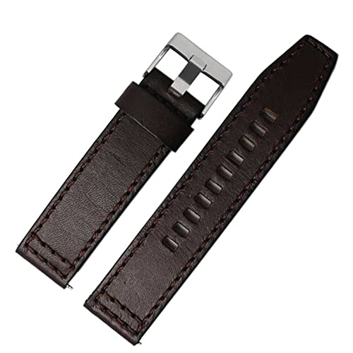 SCRUBY Für fossile JR1354 | 1487 | 1424 Uhrenband Hochwertige Retro Schnellveröffentlichung Echtes Leder Dieselgurt schwarz dunkelbraun 22mm 24mm(Dark brown silver,24mm)