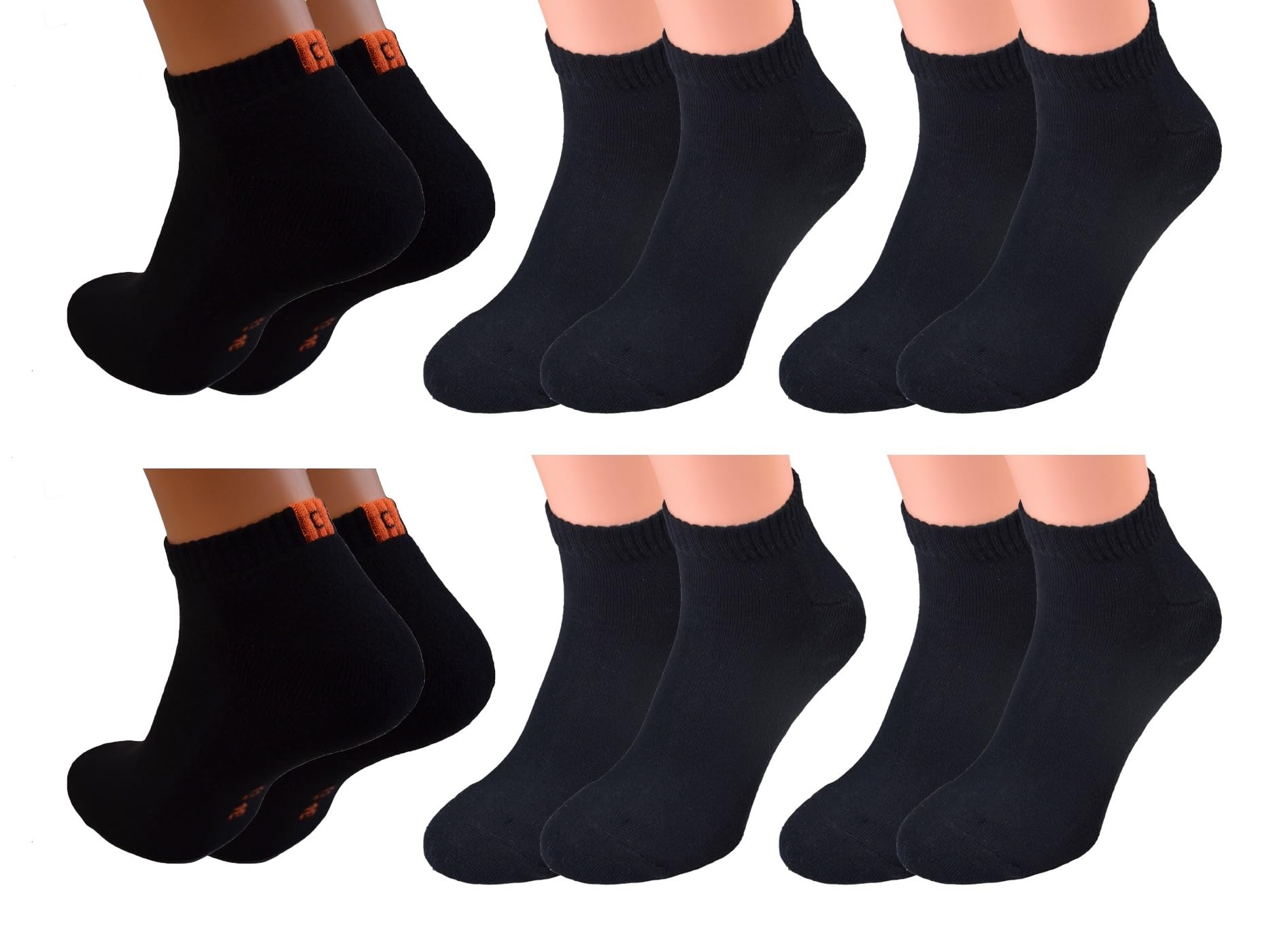 6 Paar Sport-Kurz-Socken, Kurzschaft mit Frotteesohle in schwarz Marke Cocain für Damen und Herren Gr. 47-49