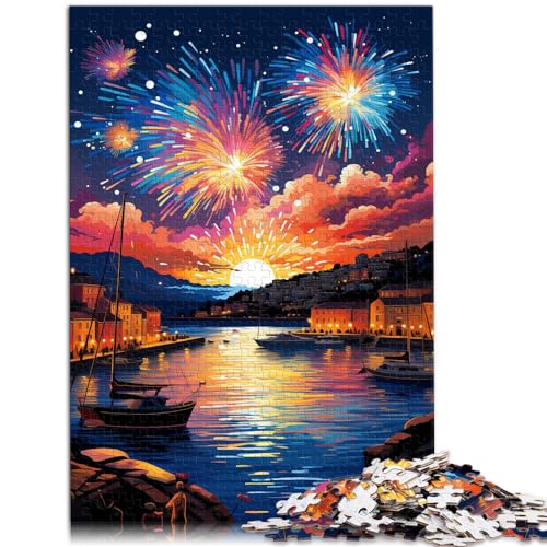 Puzzle-Geschenk: Die farbenfrohe Psychedelie des Hafens von Dubrovnik. Lustiges Puzzle für Erwachsene, 1000-teiliges Holzpuzzle, tolles, 1000 Teile (50 x 75 cm)