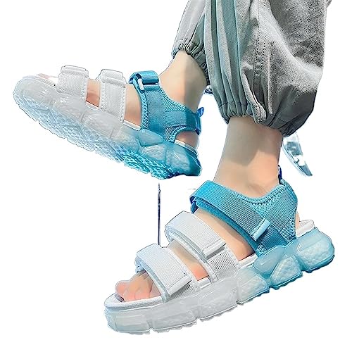 HJBFVXV Herrensandalen Men Sandals Summer Sandals Casual Platform Sandals Casual Men&Solid Color Concise Comfortable Outdoor Hiking Shoes (Color : White Blue, Size : 44)