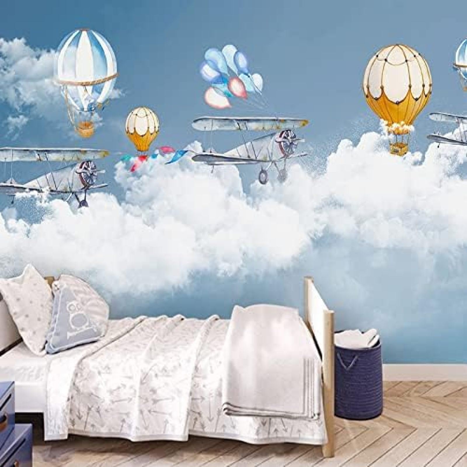 XLMING Cartoon Kinderzimmer Heißluftballon 3D Tapete Wohnzimmer Sofa Schlafzimmer Esszimmer Home Dekoration Wand-200cm×140cm