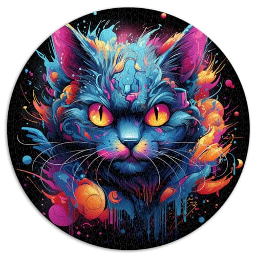 Toys Puzzle Blaue Neonkatze Puzzle für Erwachsene 1000 Teile 26,5x26,5 Zoll Family Fun Puzzle ganze Familie und die