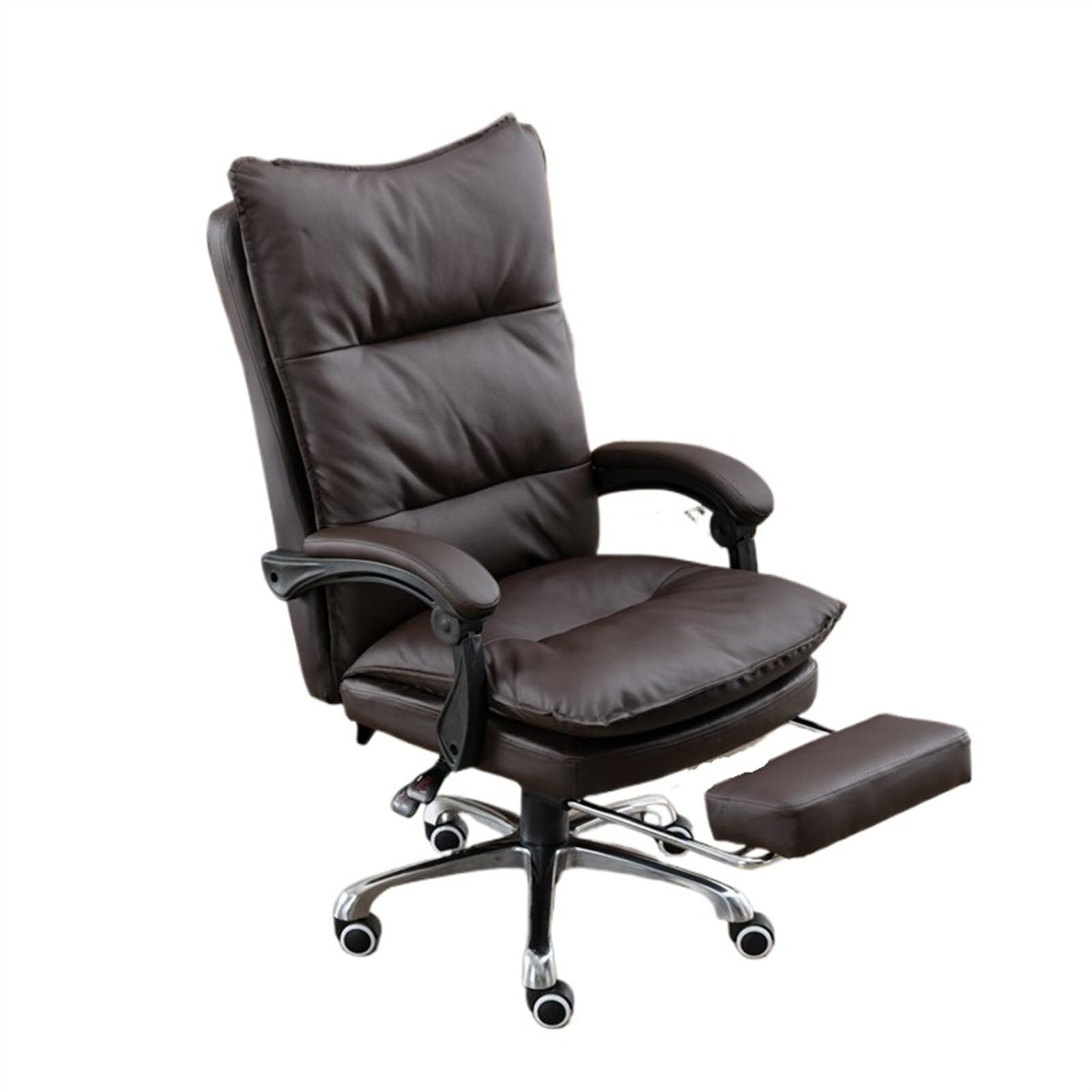 Bürostühle Chefsessel, Retro-Bürostuhl aus PU-Leder mit Gummirädern, Computer-/Büro-Schreibtischstuhl, ergonomischer dreiteiliger Bürostuhl mit hoher Rückenlehne Schreibtischstuhl(Dark brown)