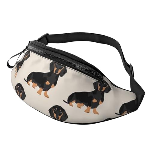 HSJFS Runner Bull Skull Printed Sports Crossbody Waist Bag Casual Chest Bag, Dackel Hund, Einheitsgröße