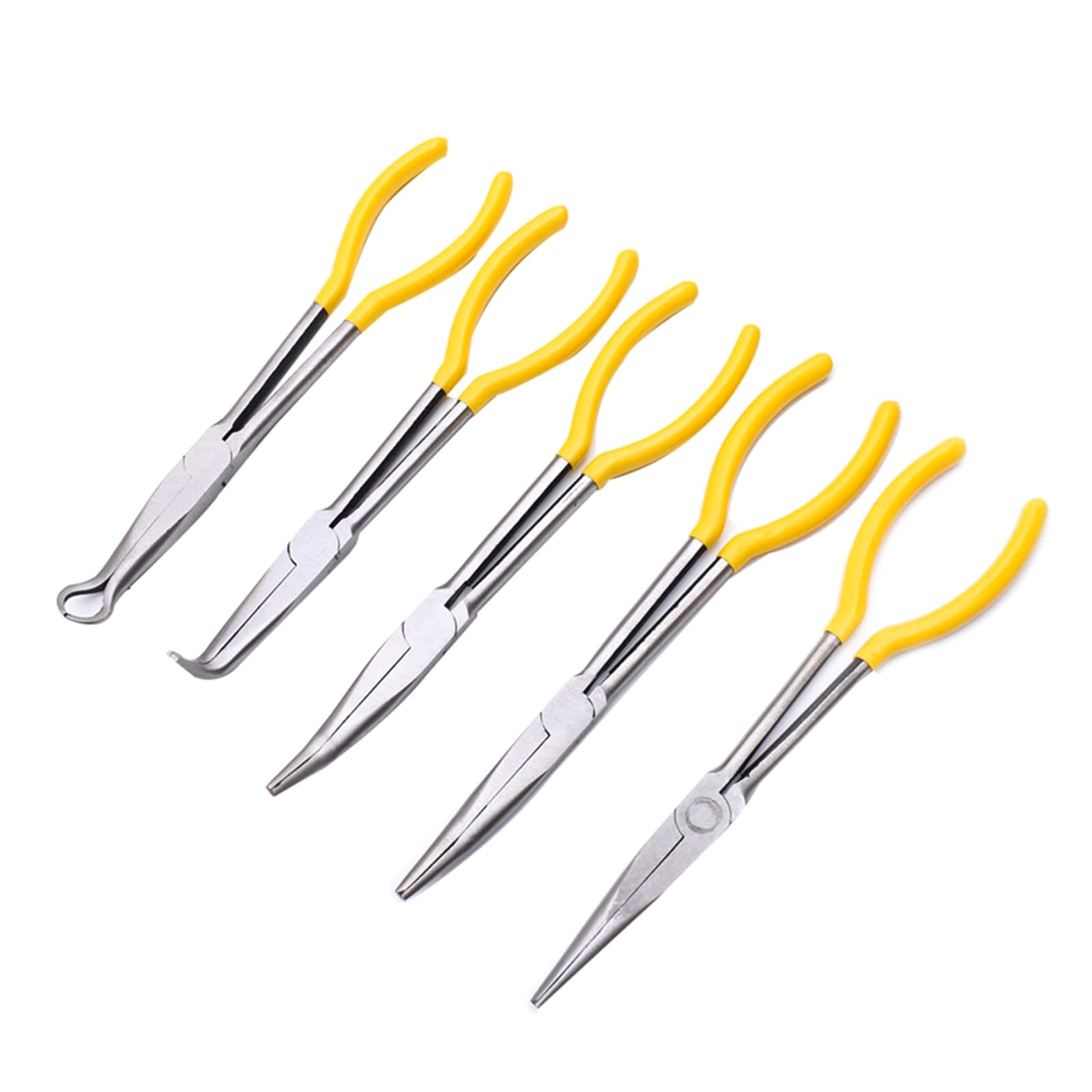 5-teiliges 27,9 cm extra langes Zangen-Set, gerade gebogene Spitze, Mechaniker-Ausrüstung, Handwerkzeuge, Klemmschneider, Auto-Reparaturwerkzeuge