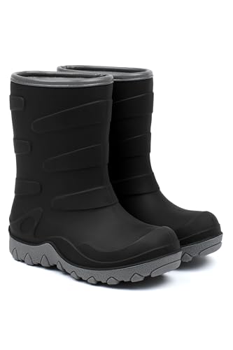 Mikk-line Schneestiefel Kinder 31 Black | Gefütterte Gummistiefel Kinder | Winter Gummistiefel Kinder Gefüttert | Warm Thermo Gummistiefel Kinder