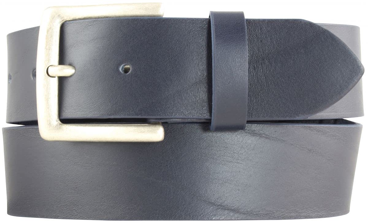 BELTINGER Jeansgürtel aus Vollrindleder 4,5 cm | Leder-Gürtel für Herren 45mm | Breiter Herren-Gürtel aus echtem Leder | Marine 100cm