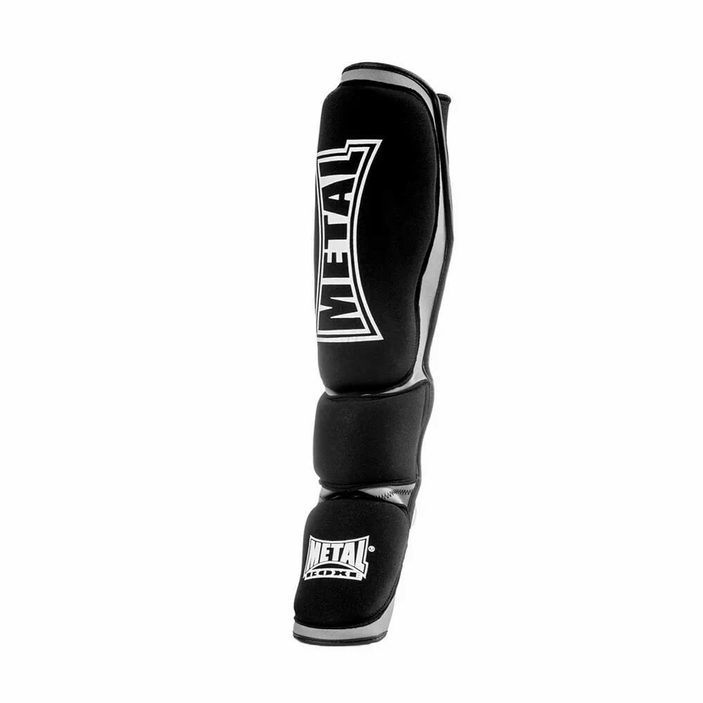 METAL BOXE Protège Tibias+Pieds Néoprène Protège Tibias-Pieds MMA Combat Libre Gris Noir XL