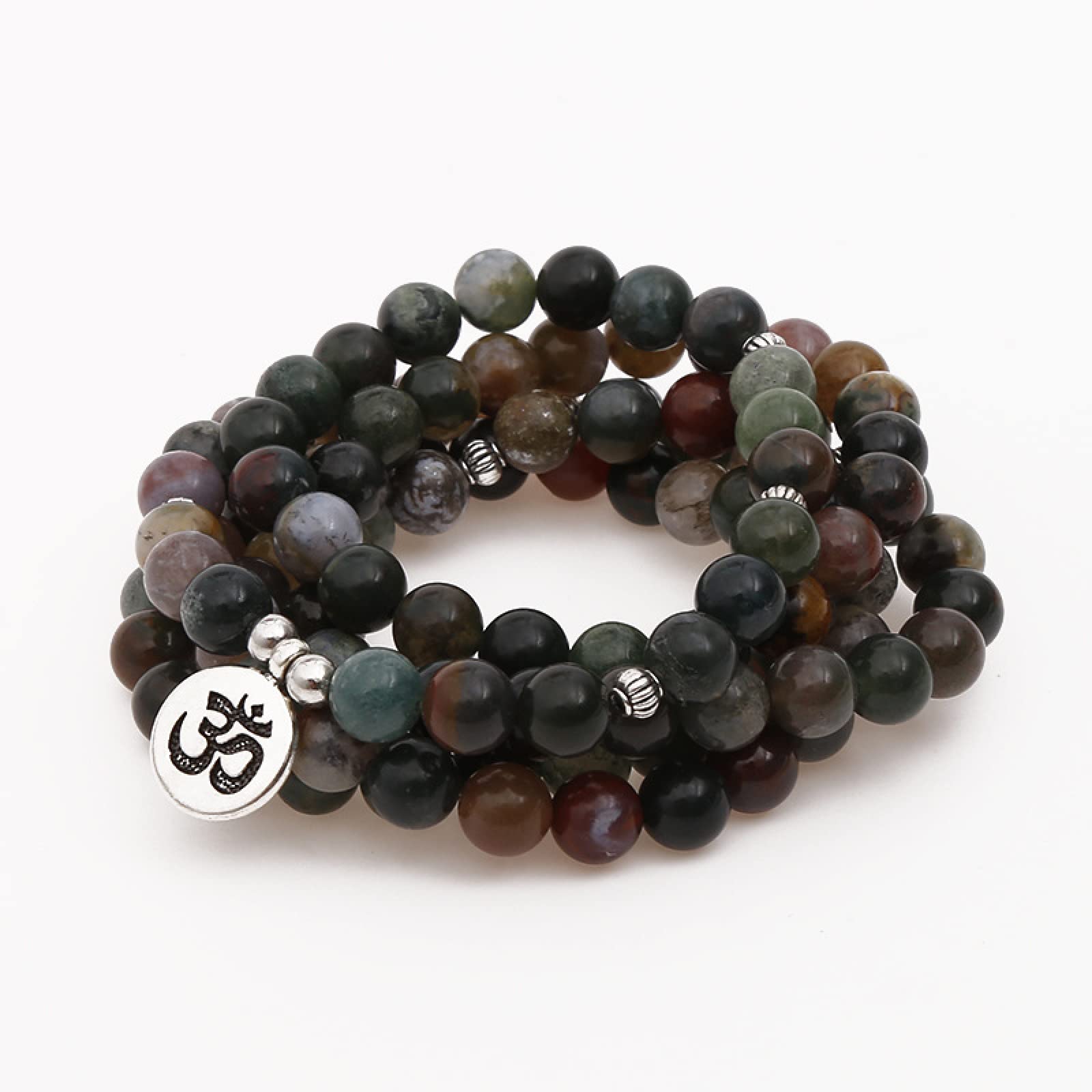 New India Onyx Stone Beads Armband 108 Mala Armband oder Halskette Frauen Mann Yoga   Gebet Mala Multi-Layer Wickelarmband,Bronze