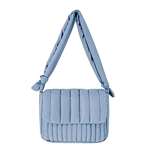 ohodhmnu Damen Tote Bag Nylon Tasche Crossbody Casual Bag Große Kapazität Schultertasche für Mädchen Frauen Schultergurt Verstellbar Trendy Tasche, blau, with scarf