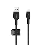 Belkin BoostCharge Pro Flex geflochtenes USB-A/Lightning-Kabel, 2 m, MFi-zertifiziertes Ladekabel für iPhone 14/14 Plus, 13, 12, Pro, Max, mini, SE, iPad und andere Geräte – Schwarz