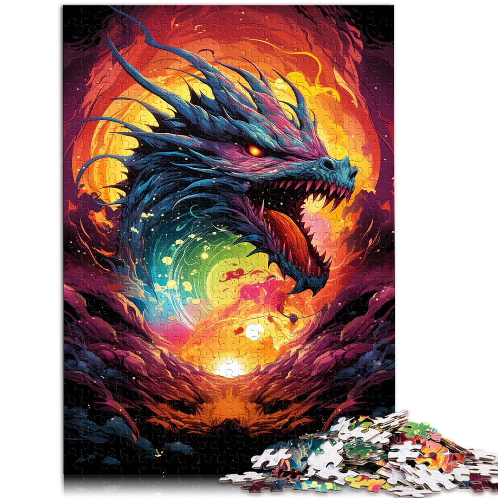 Puzzles Bunte Psychedelia des Erddrachen Puzzles 1000-teiliges Holzpuzzle Familienspiel zum Stressabbau Schwieriges Herausforderungspuzzle 1000 Teile (50 x 75 cm)