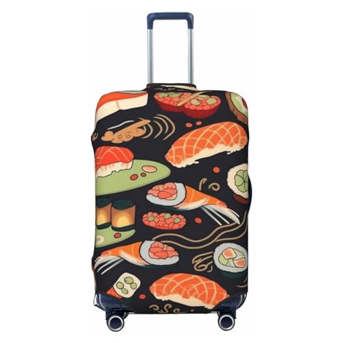 CSGJMYGS Japanische Sushi-Garnelen-Gepäckabdeckungen für Koffer, waschbar, modisch, dehnbar, kratzfest, passend für 45,7 - 81,3 cm Gepäck, XL, Schwarz, XL, Schwarz , XL