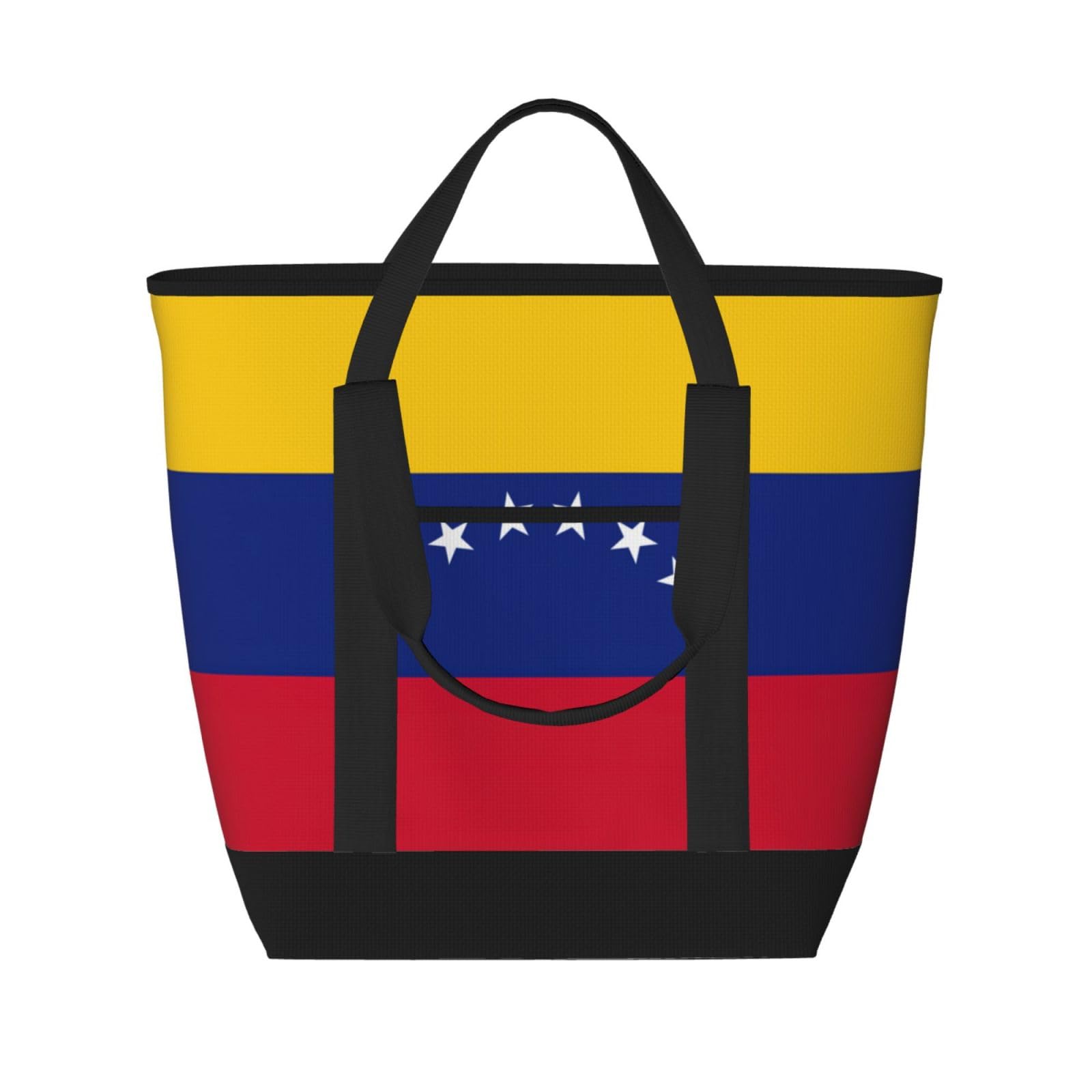 YQxwJL Isolierte Kühltasche mit Venezuela-Flagge, großes Fassungsvermögen, Einkaufstasche, Reisetasche, Strand, wiederverwendbare Einkaufstasche für Erwachsene, Schwarz, Einheitsgröße