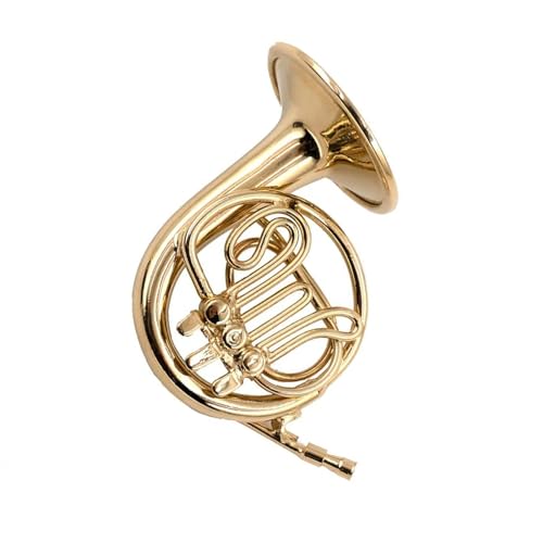 1 Stücke Miniatur Kupfer Französisch Horn Modell Mit Unterstützung Mini Musikinstrument Zubehör Musikinstrumente Miniatur (Size : 3.5cm)