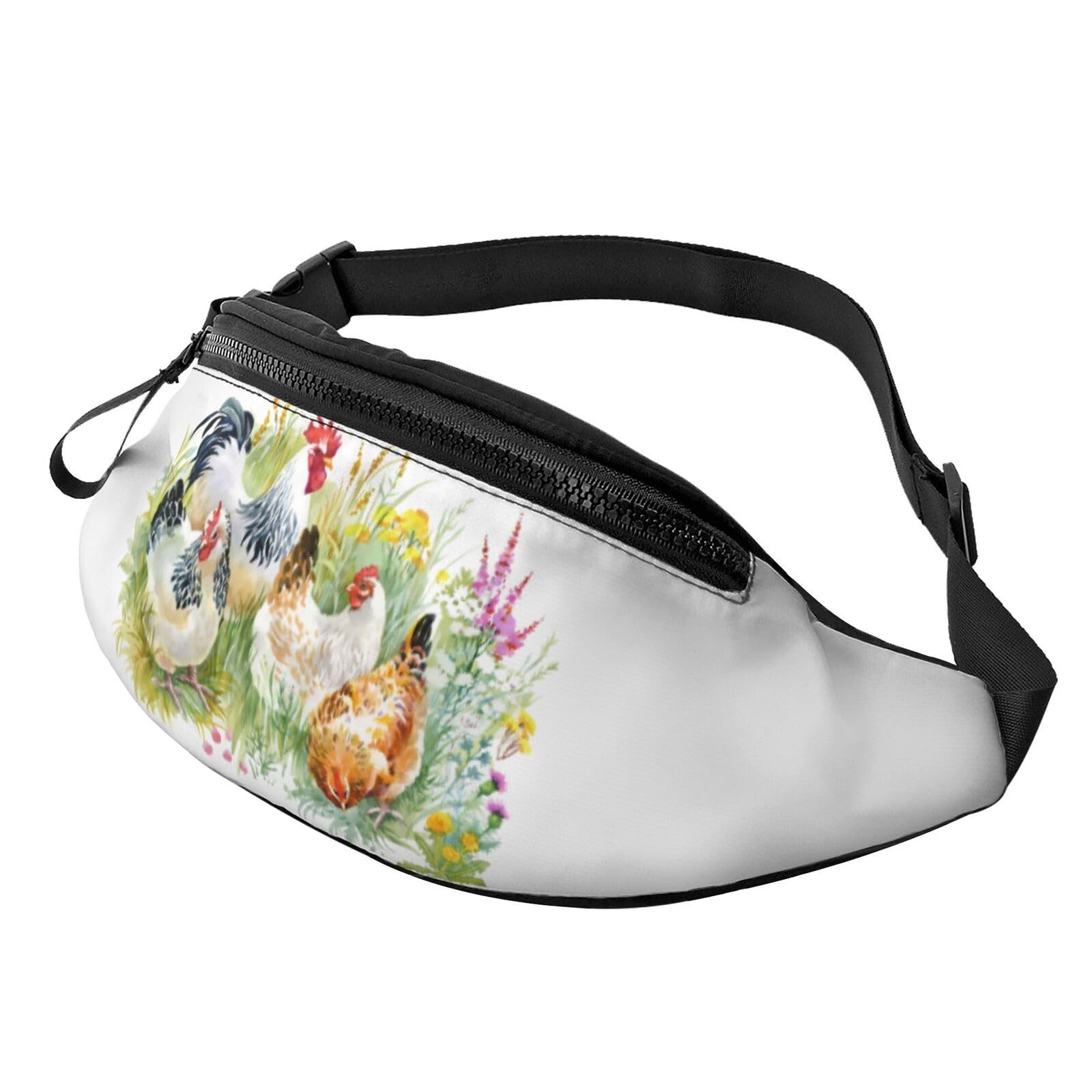 HSJFS Sporttasche mit buntem Blumen- und Schmetterlings-Aufdruck, lässige Brusttasche, Hahn, Einheitsgröße