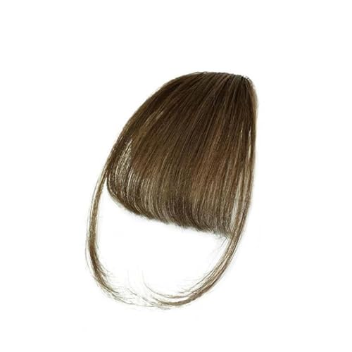 Pony Echthaar-Pony, natürlicher Bang-Haarclip, Pony, Fransen mit Schläfen, Haarteil for Frauen, Clip-on-Air-Bang, 11,4 cm Pony Haarspange(Light Brown)