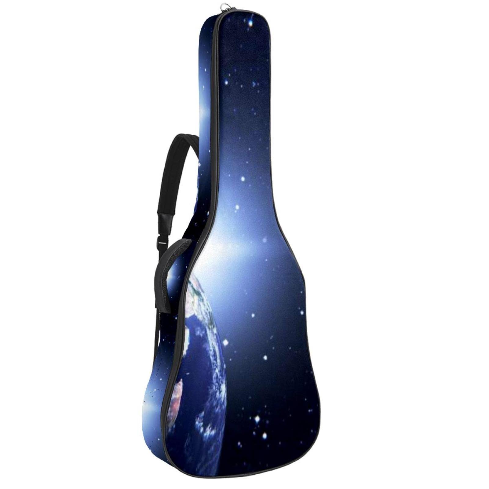 Akustikgitarre Tasche Dicke Polsterung Wasserdicht Dual Verstellbarer Schultergurt Gitarrenkoffer Gig Bag, Weltraum Sternenhimmel Erde