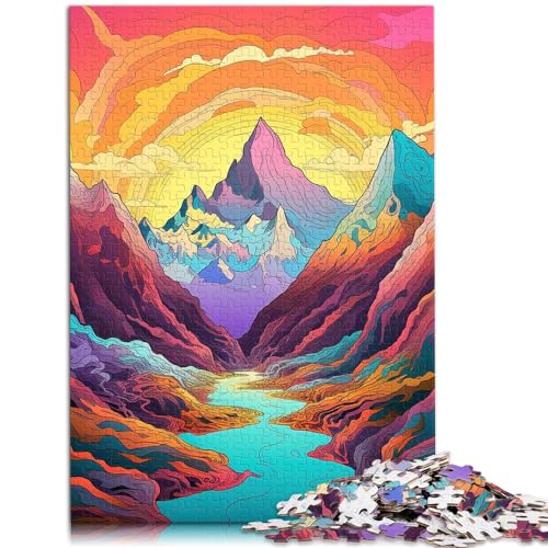 Puzzlespiel Bunte Fantasieberge 1000 Puzzles für Erwachsene 1000 Teile Holzpuzzle Wanddekoration Einzigartige Geburtstags 1000 Teile (50 x 75 cm)