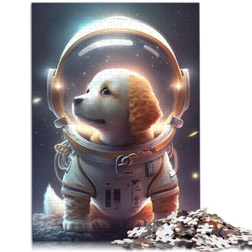 Puzzle | Puzzle Astronaut Weltraum Labrador 1000 Teile für Erwachsene Holzpuzzle mit komplett ineinander greifenden und zufällig geformten Teilen 1000 Stück (50x75cm)