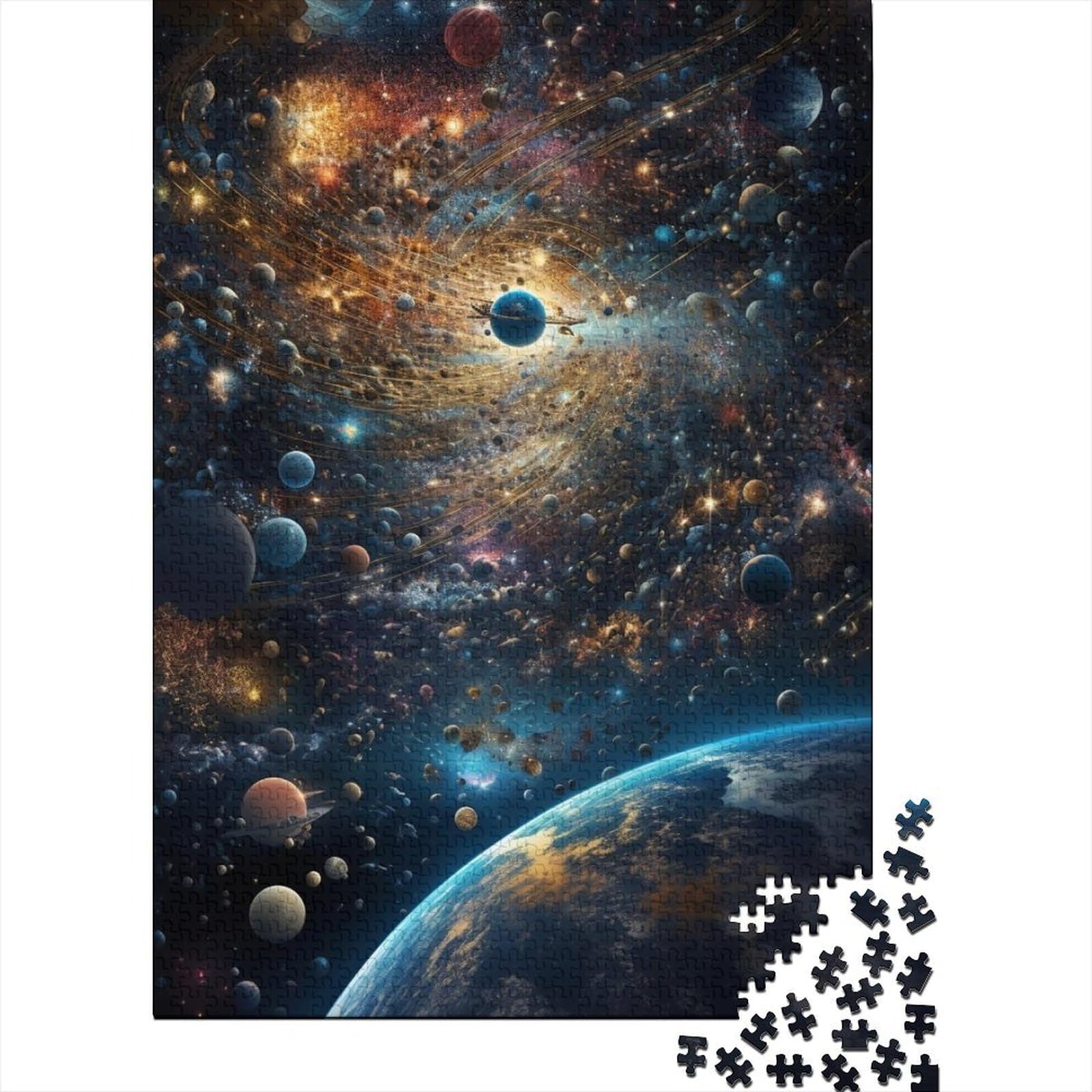 Buntes Universum-Holzpuzzle, Holzpuzzle 1000 Teile für Erwachsene, schwierige Puzzles, interessante Puzzles zur Stressreduzierung (Größe 75x50cm)