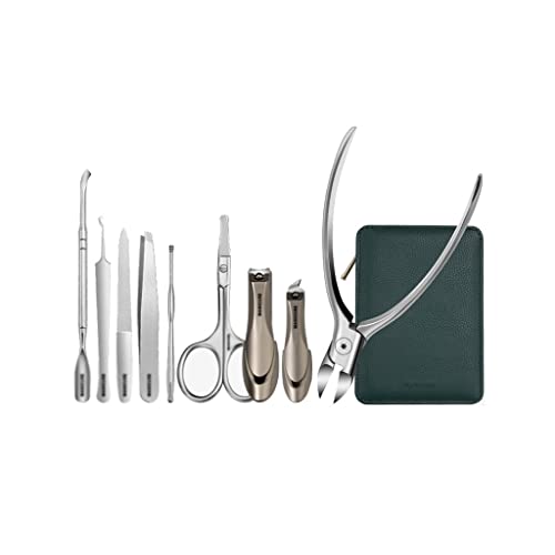 BONAD Zehennagelknipser 9-teilige Nagel-Klipper Set Professional Pedicure Nail Set Edelstahl Schönheitspflege-Werkzeuge Schönheitsset mit Pu. Lederhülse Unisex. Nagelknipser-Set (Color : A)