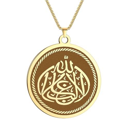 GZHENGZG Herren Haustier Halskette und Damen Schmuck -Herren Anhänger Halskette, einfacher Schmuck, La Galibe Illallah Schrift, Stil Geschenk