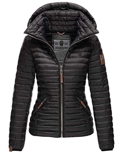 MARIKOO Damen Jacke Steppjacke Übergangsjacke gesteppt B839 [B839-Löwe-Schwarz-Gr.XXL]