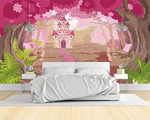 XLMING Kinder Cartoon Rosa Wald Schloss 3D Tapete Wohnzimmer Sofa Schlafzimmer Esszimmer Home Dekoration Wand-430cm×300cm