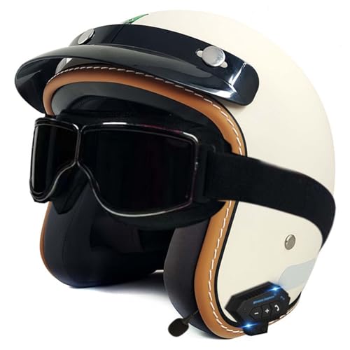 Bluetooth-Helm, Halber Gesichts-Motorradhelm, Integrierter Bluetooth-Helm, DOT/ECE-Zertifizierung, Erwachsene, Männer, Frauen J,M57-58CM