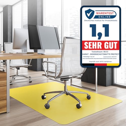 Office Marshal® Bodenschutzmatte in Trendfarben | 75 x 120 cm für Hartböden | ohne schädliche Weichmacher und PVC | Größe und viele Farben zur Auswahl (Gelb, 114 x 150 cm)