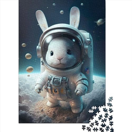 Astronaut Space Rabbit Holzpuzzle Puzzles für Erwachsene Teenager Erwachsene 1000 Teile Puzzlespiel Spielzeug für Erwachsene Familienpuzzle Geschenk (Size : 75x50cm)