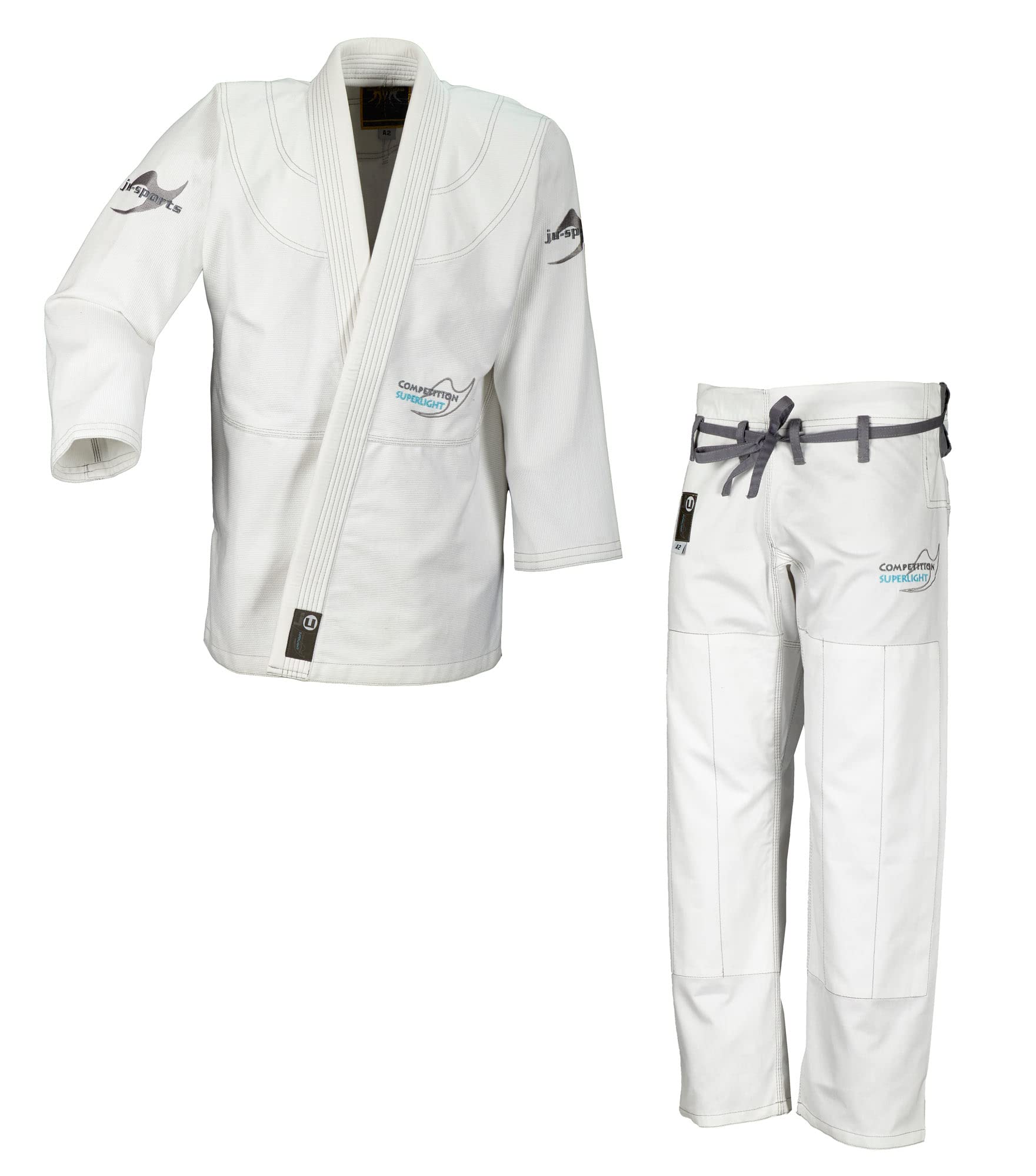 Ju-Sports BJJ Anzug Pearl Competition superlight Weiß A2 I Superleichter Brazilian Jujutsu Anzug mit kontrastierenden Nähten & edlen Stickverzierungen I BJJ Gi Herren I 100% Baumwolle